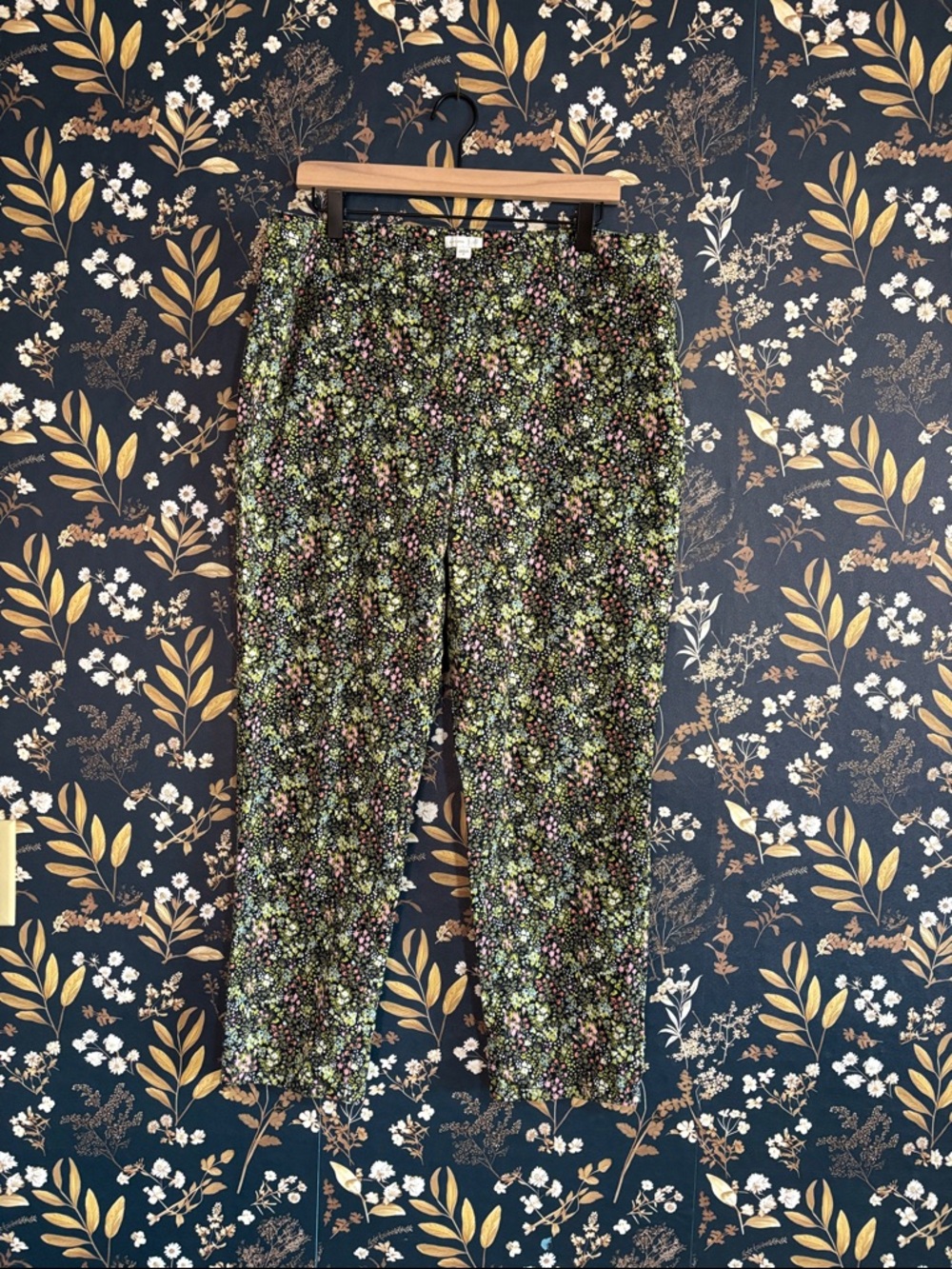 J JIll Live In Chino Pants Womens Floral Cotton Stretch Ankle Flat Front 12 & 14